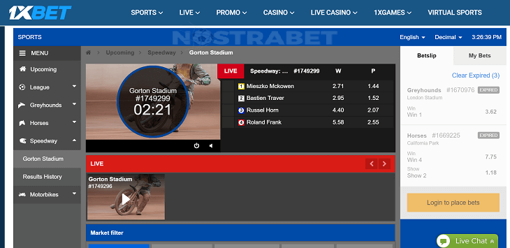1xBet's virtual speedway from Golden Race